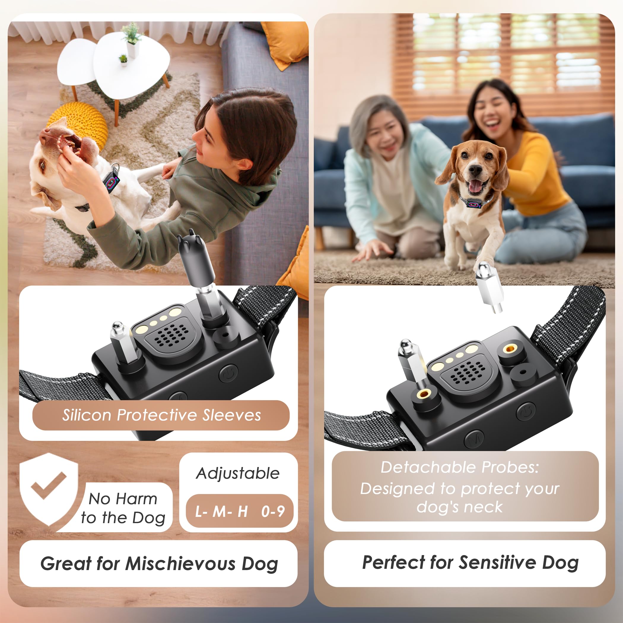 Zaguren dog bark collar nylon strap shows adjustable fit with durable edges