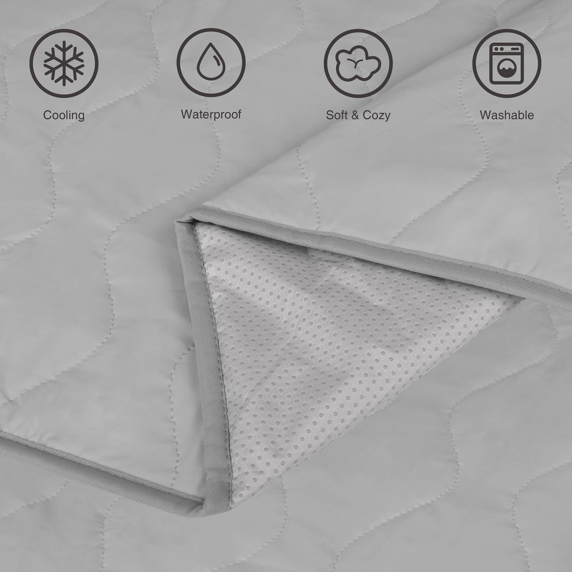 ZAKAPAWS cooling blanket demonstrates non slip backing keeping in place