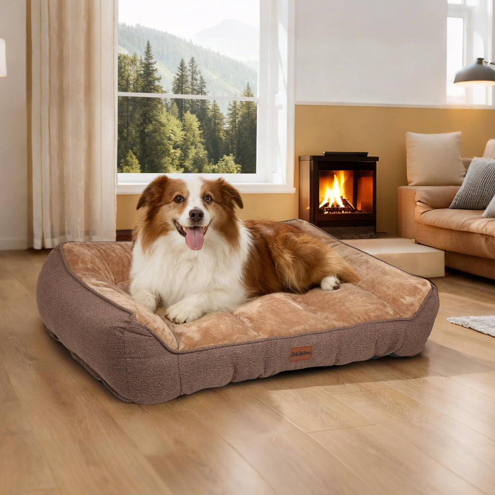 ZAKAPAWS large 38x28 inch bed in brown blends with home décor