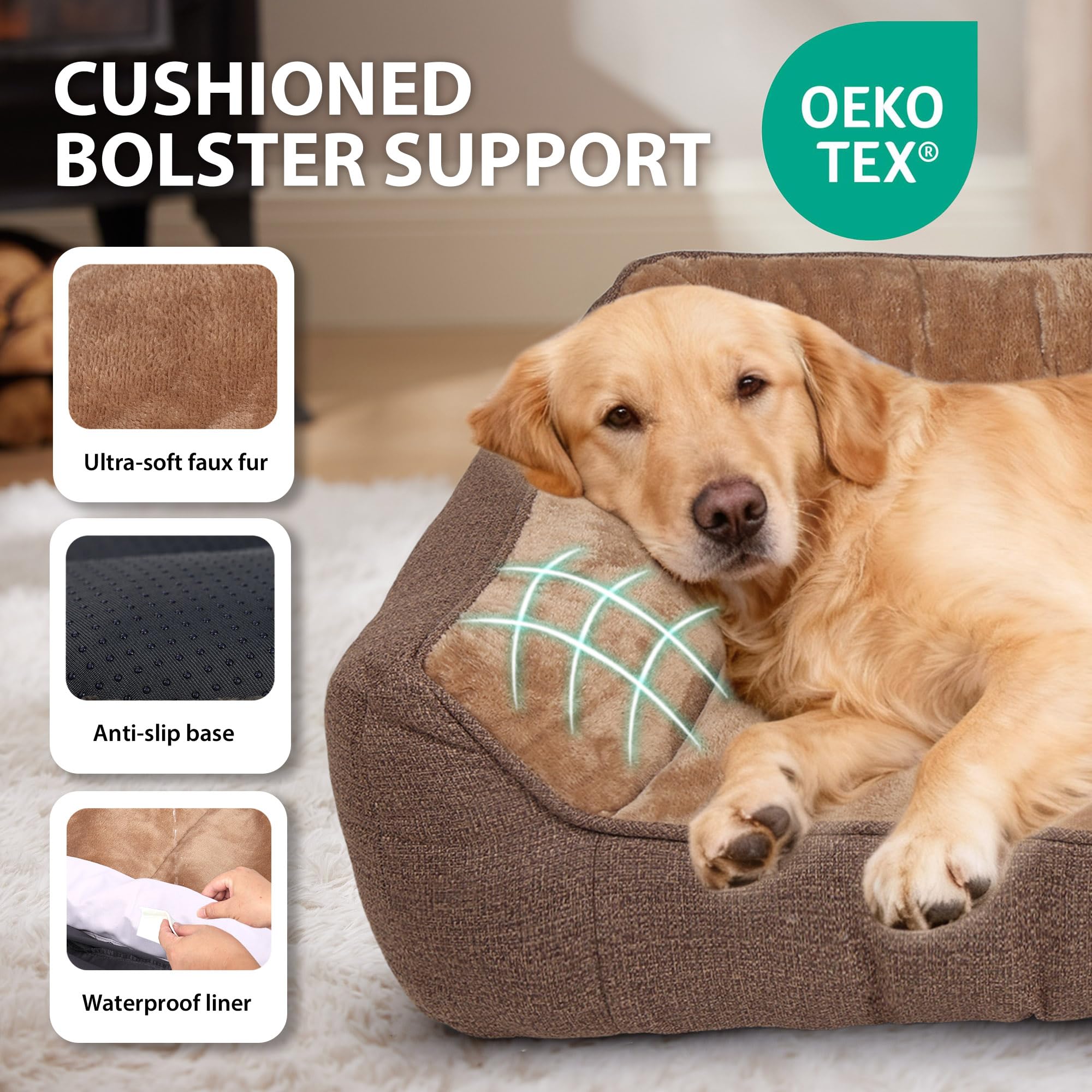 ZAKAPAWS waterproof lining protects memory foam from spills and accidents