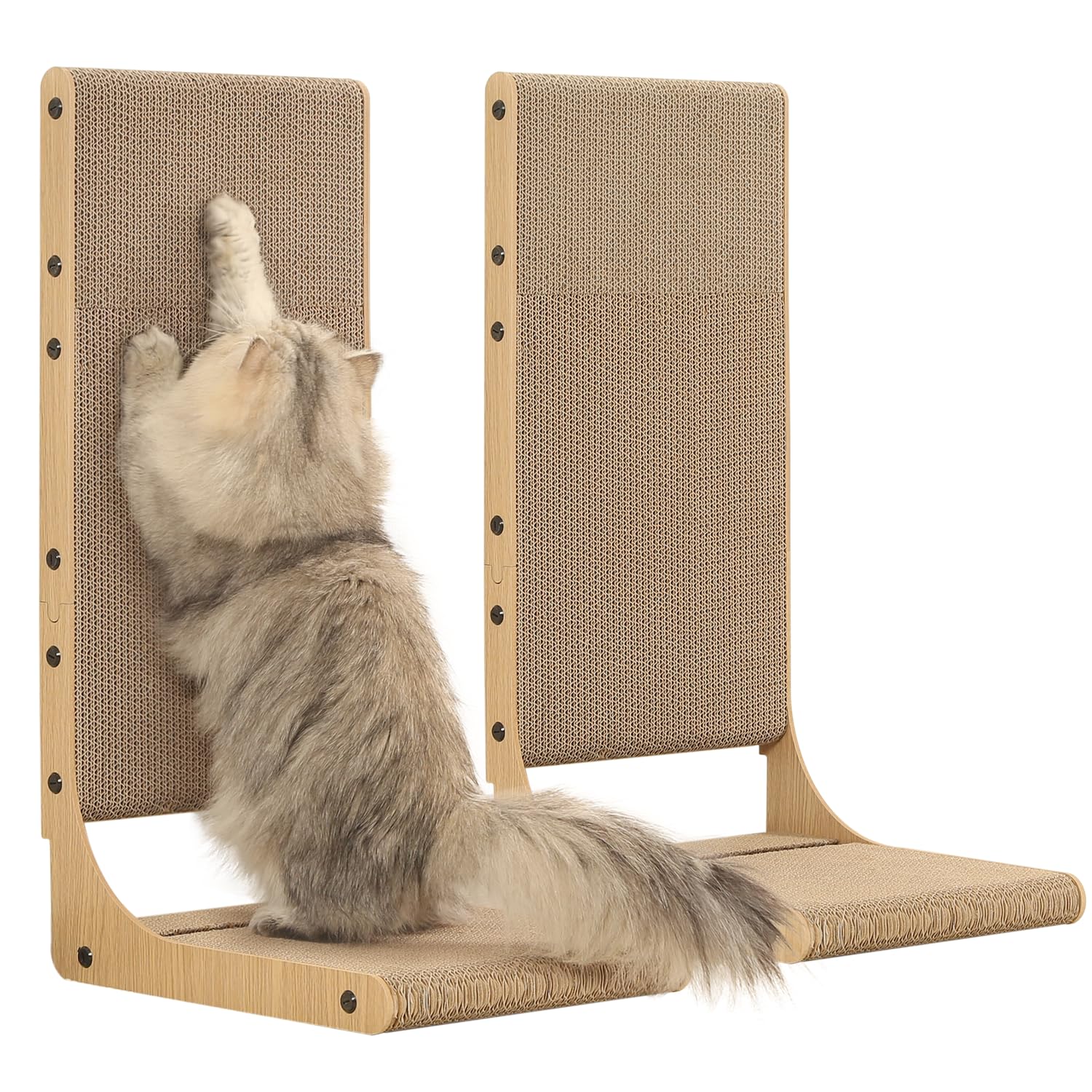 Zakkart 2-pack cat scratching board in vertical setup protecting furniture