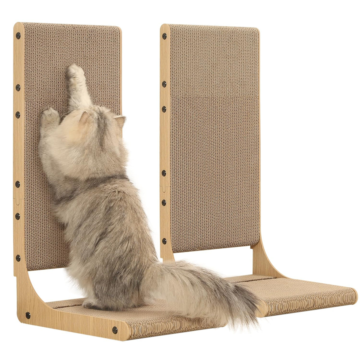 Zakkart 2-pack cat scratching board in vertical setup protecting furniture