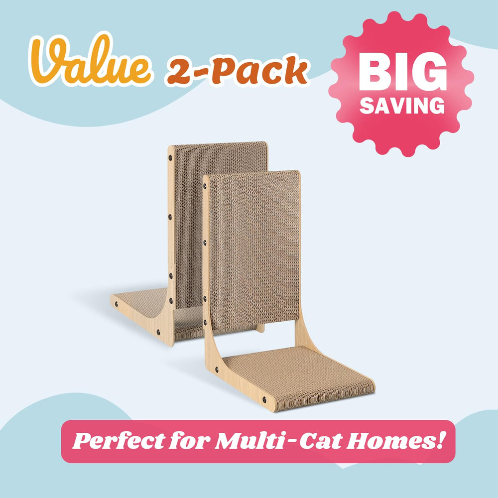 Zakkart 2-Pack cat scratching board side-view shows sturdy vertical design for scratching.