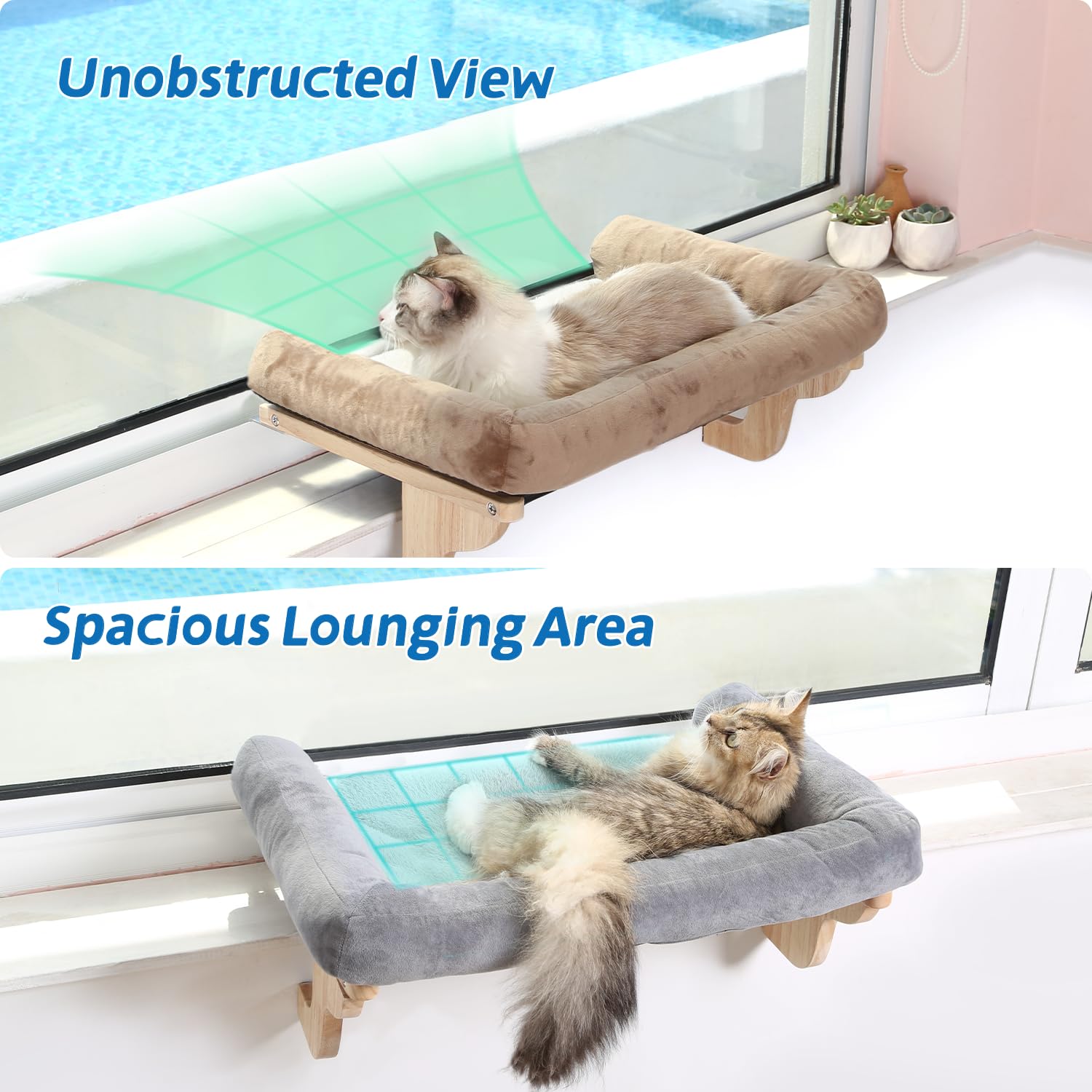 Zakkart cat perch mounting system shows no-drill, no-suction window installation.