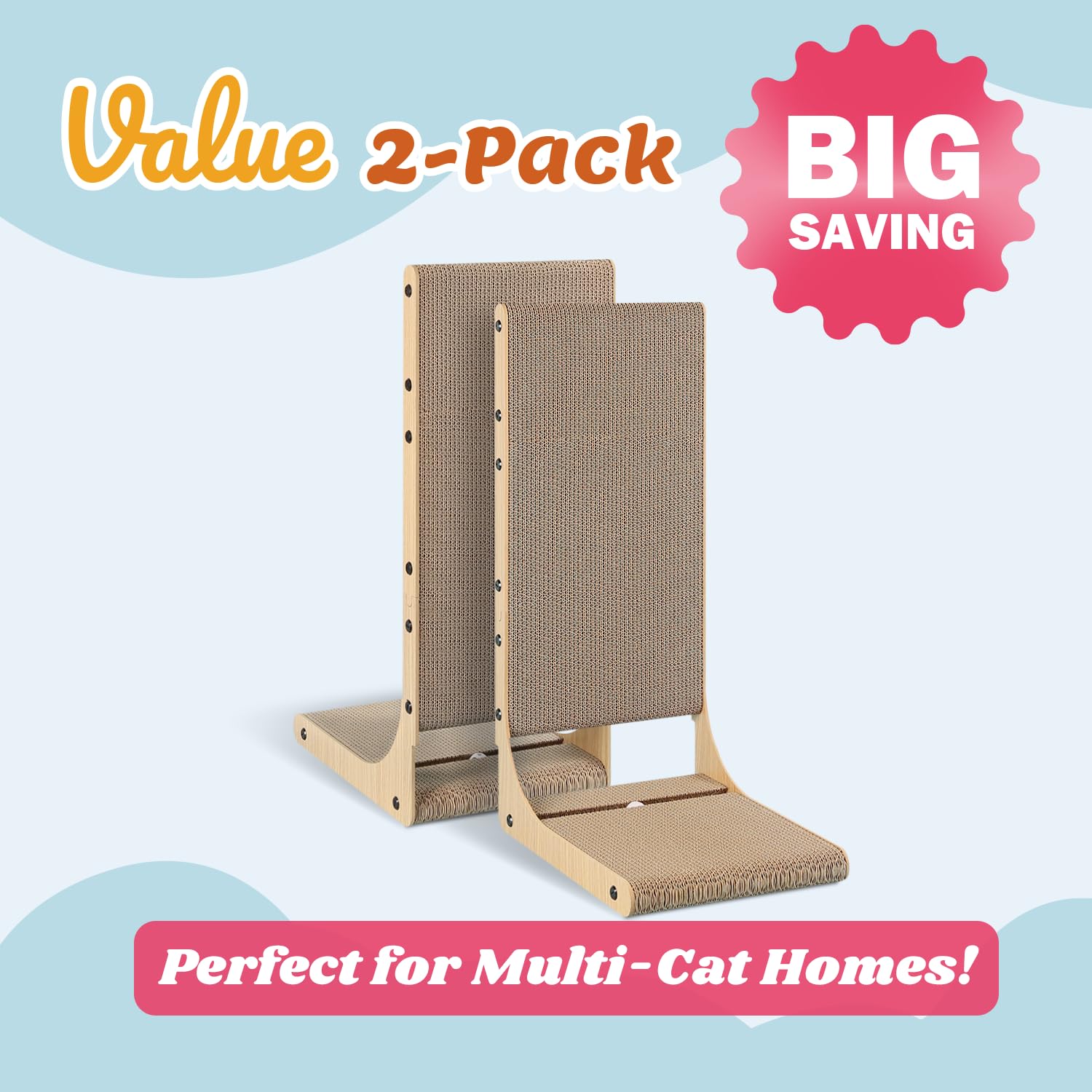 Zakkart wall-mount cat scratcher shows space-saving vertical design