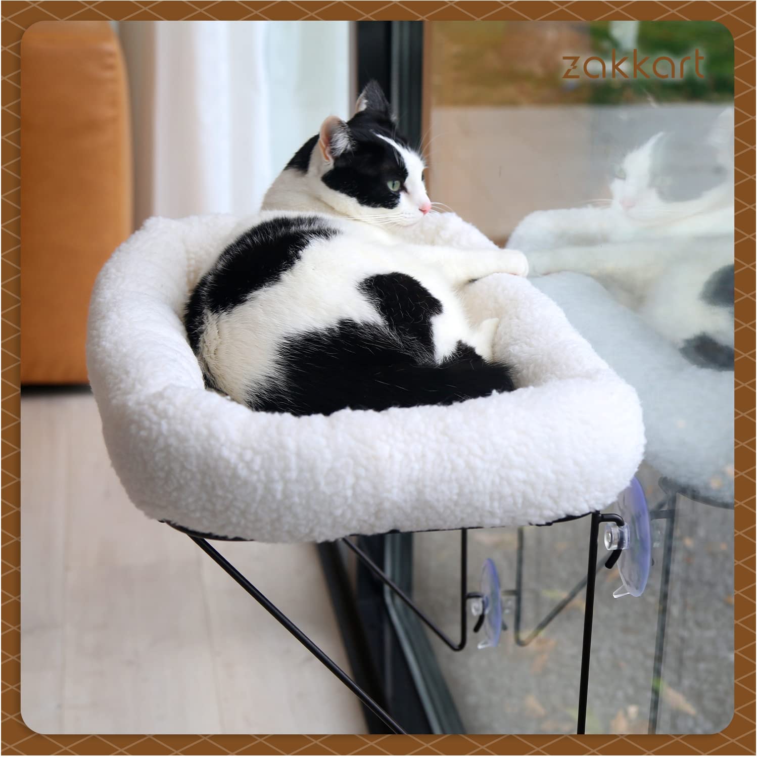 Zakkart cat window bed sherpa pad offers warm, cozy naps