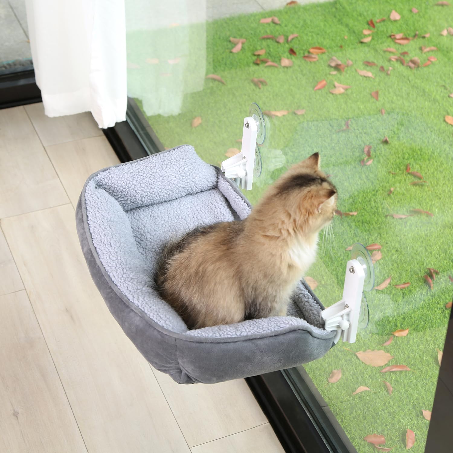 Zakkart cat window perch features a robust metal frame for stability.