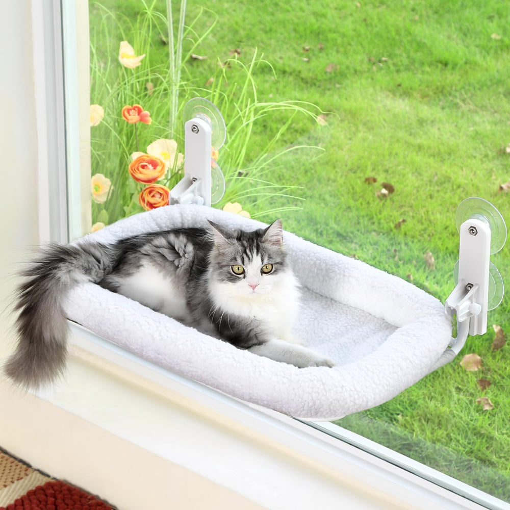 Zakkart foldable cat hammock window folded setup for easy storage and quick deployment.
