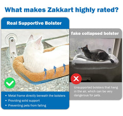 Zakkart foldable cat hammock window mounted provides sturdy lounging perch.