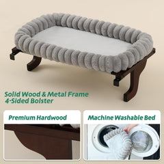 Zakkart SnugCloud 4-sided bolster bed emphasizes secure lounging and edge support for cats.