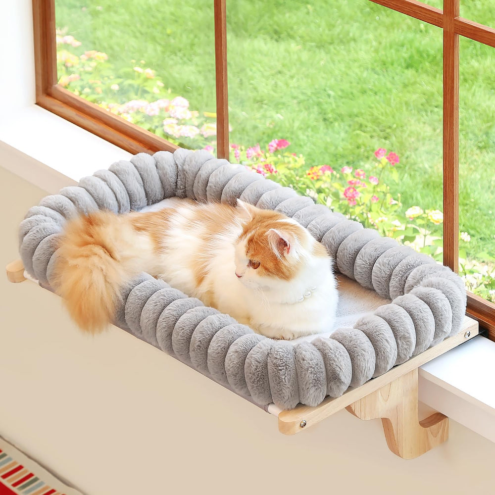 Zakkart SnugCloud cat perch window-sill view showcasing easy hook mounting for sunny naps