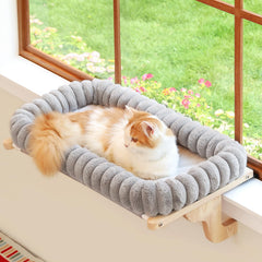 Zakkart SnugCloud cat perch window-sill view showcasing easy hook mounting for sunny naps