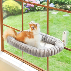 Zakkart SnugCloud foldable perch demonstrates easy curtain-use and quick setup.