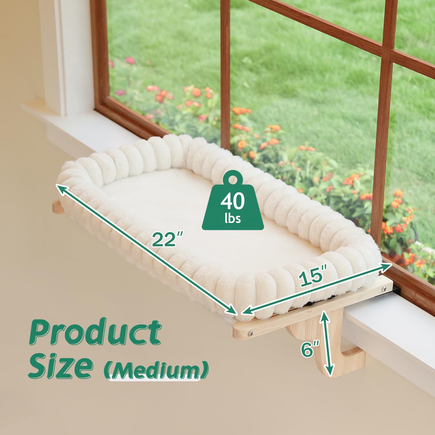 Zakkart SnugCloud solid hardwood frame offers sturdy window lounging support