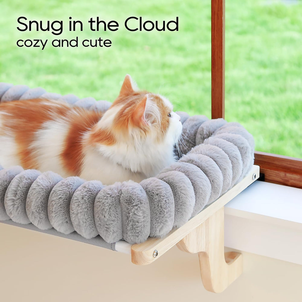 Zakkart SnugCloud large window view with cat lounging in a sunlit seat.
