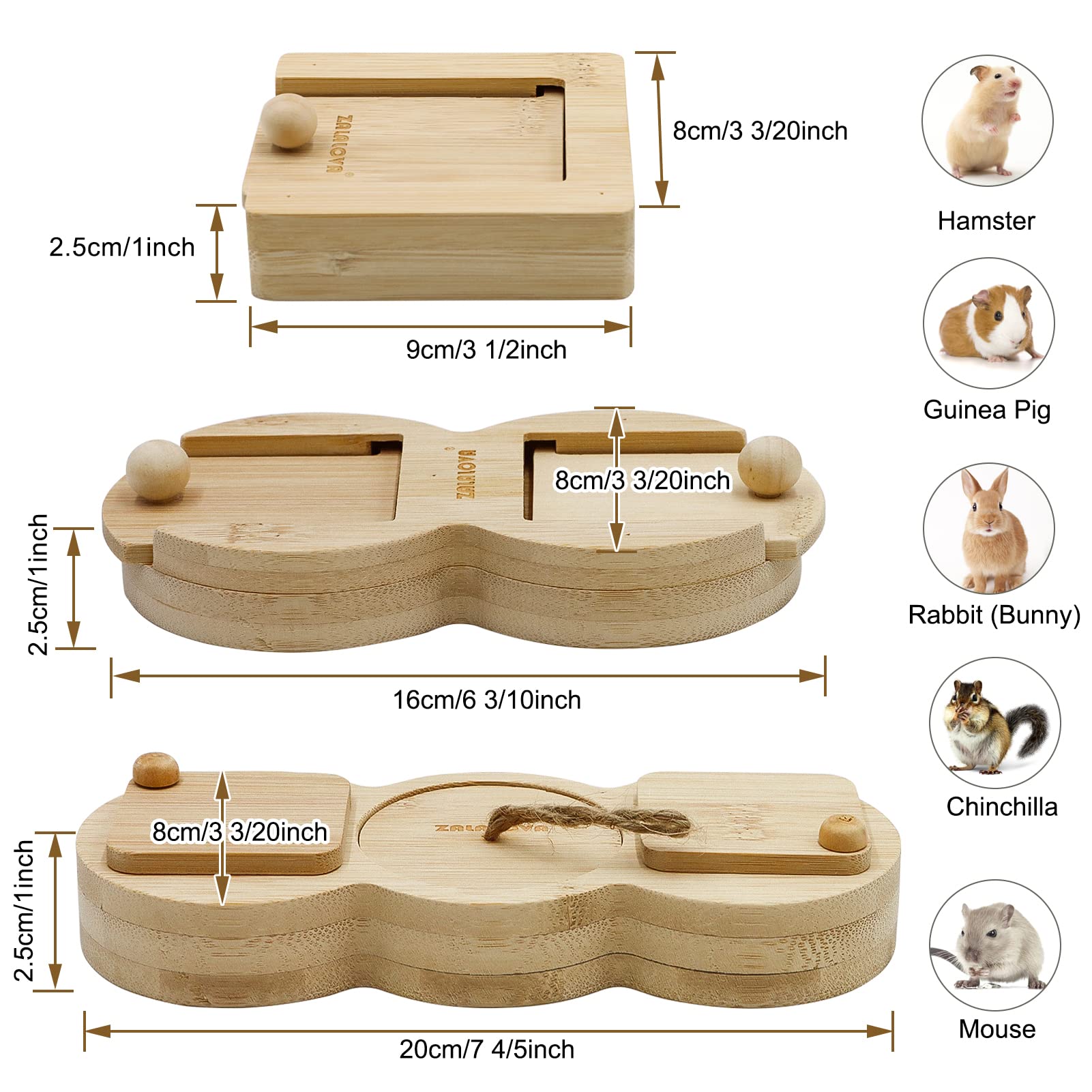 ZALALOVA guinea pig enrichment bamboo foraging toy encourages food search.