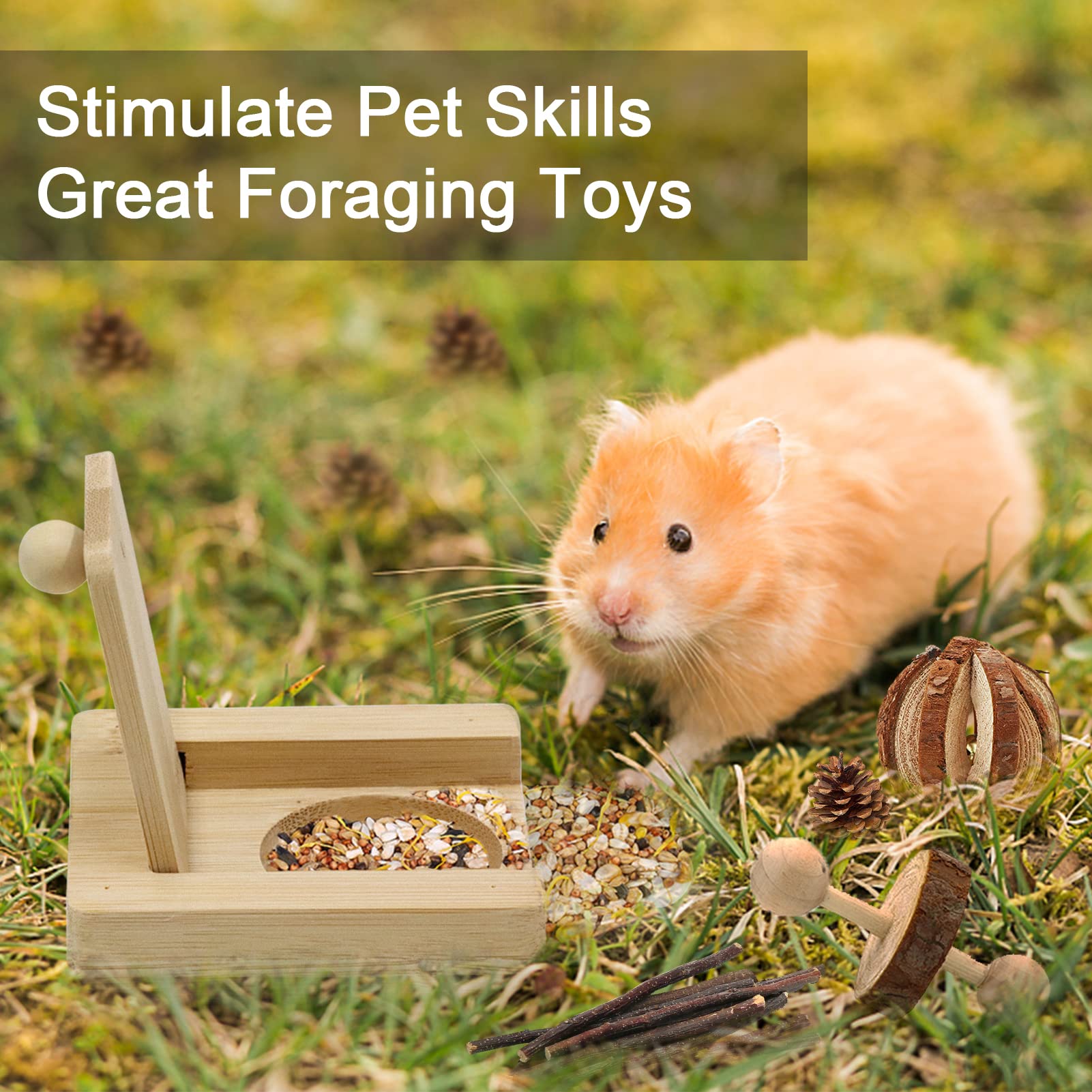 ZALALOVA closeup bamboo texture foraging toy highlights natural material quality.