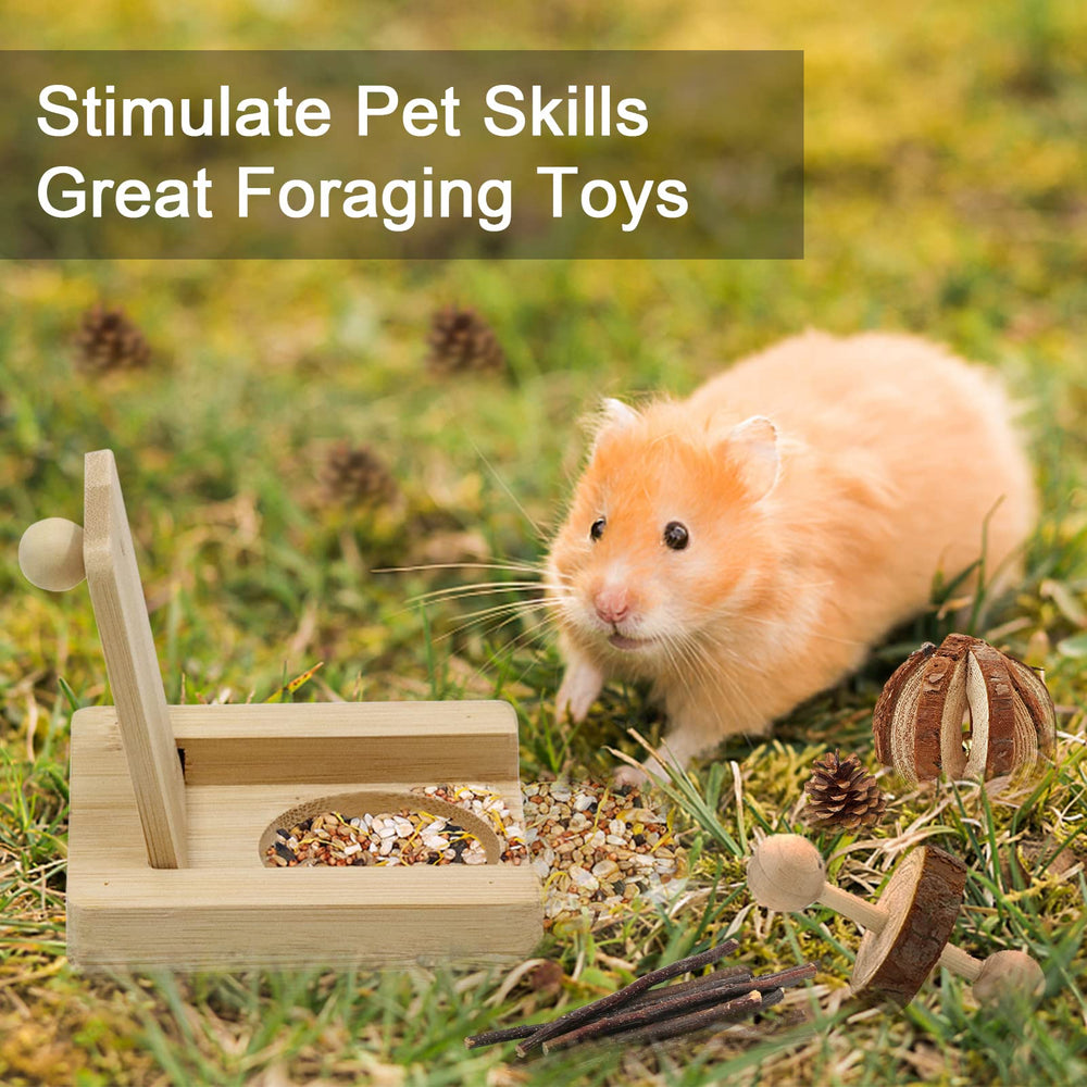 ZALALOVA closeup bamboo texture foraging toy highlights natural material quality.
