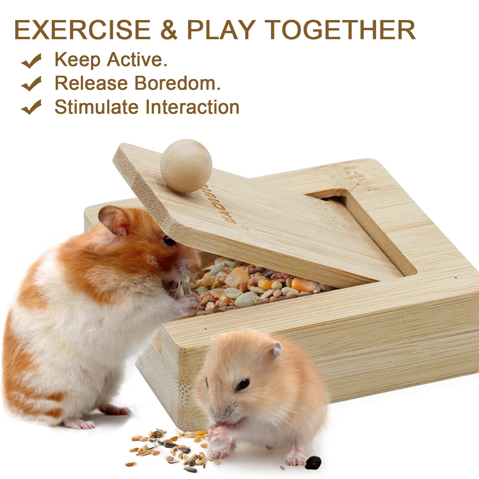 ZALALOVA durable bamboo foraging toy withstands chewing and frequent use.