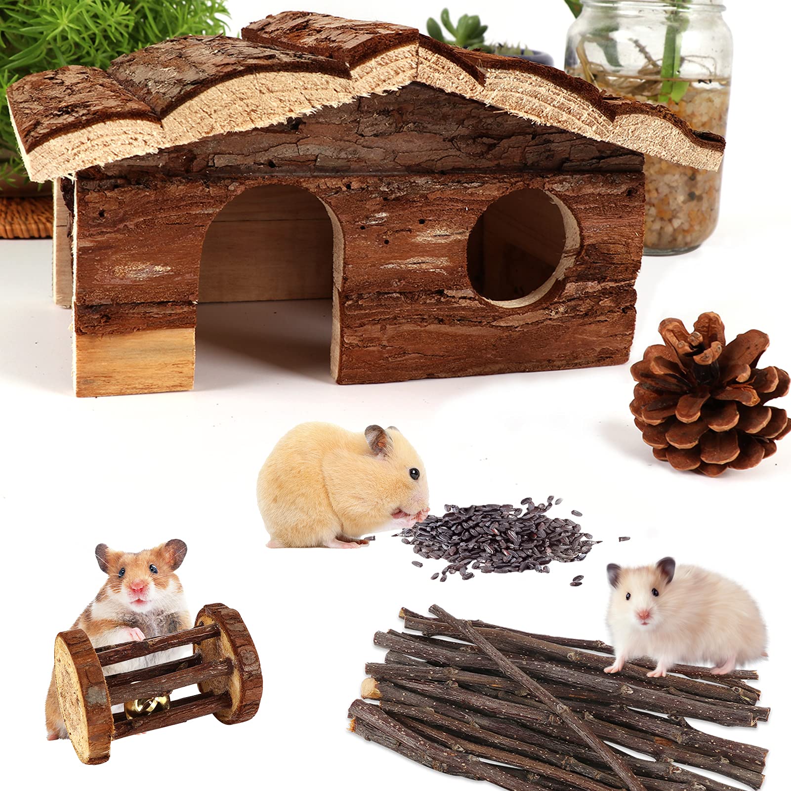 ZALALOVA wooden food bowl offers safe feeding for hamsters