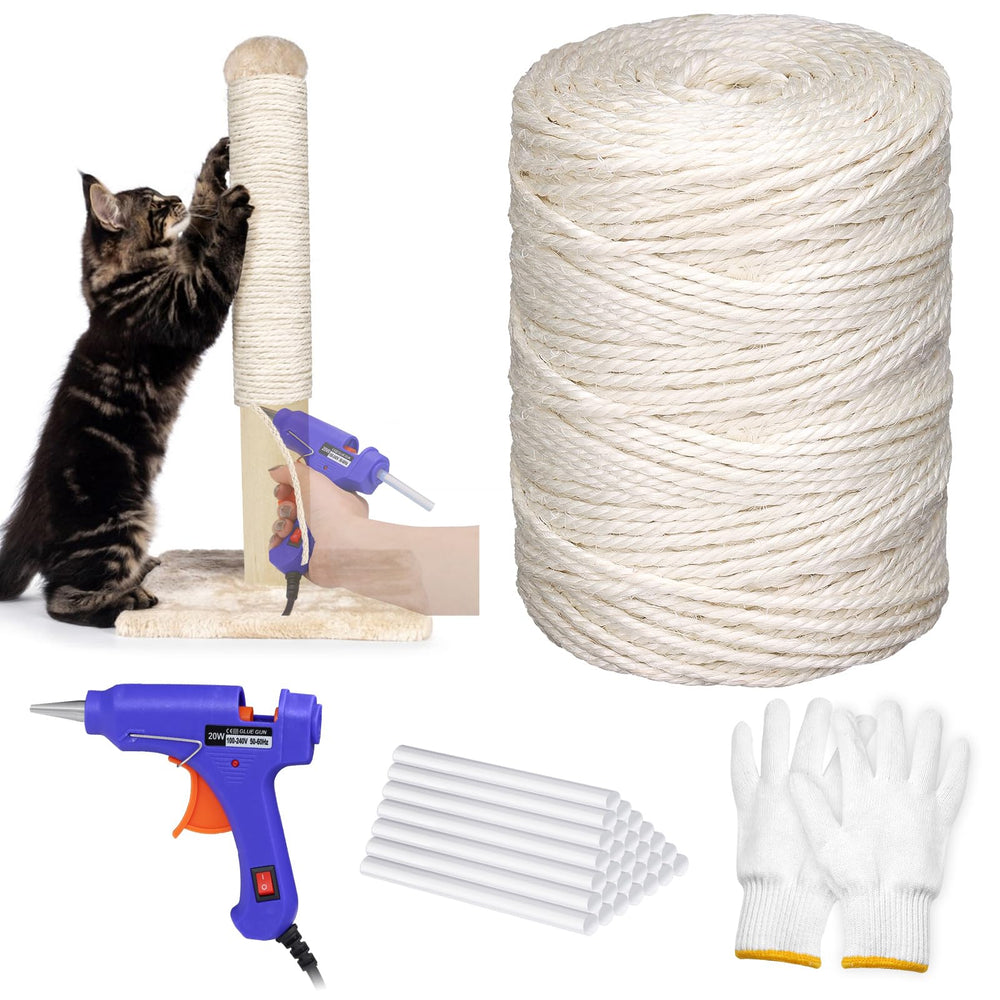 ZALALOVA sisal rope kit with 328ft natural rope for durable cat scratch projects.