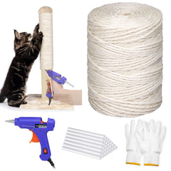 ZALALOVA sisal rope kit with 328ft natural rope for durable cat scratch projects.
