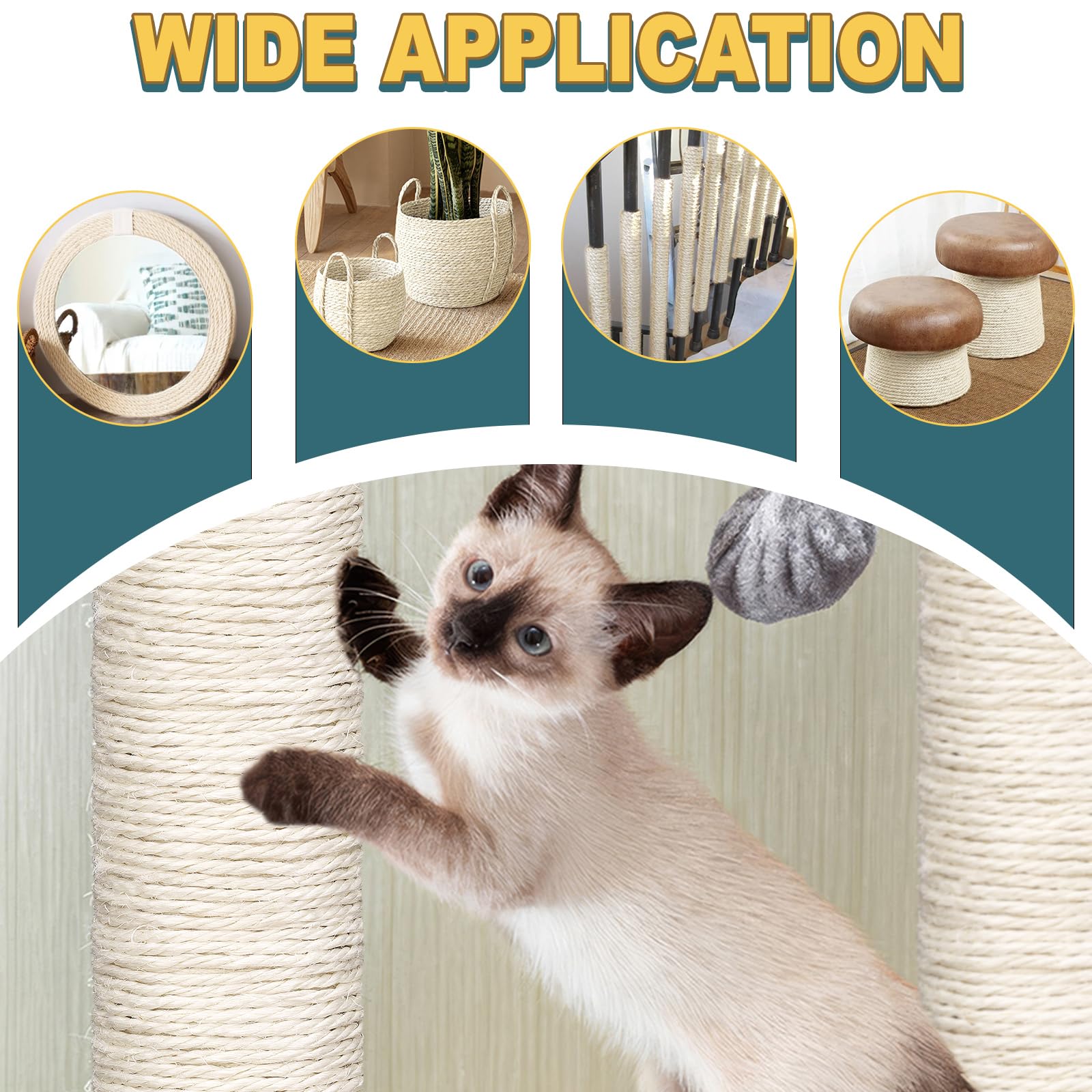 ZALALOVA sisal rope kit packaging and contents shown for easy setup.