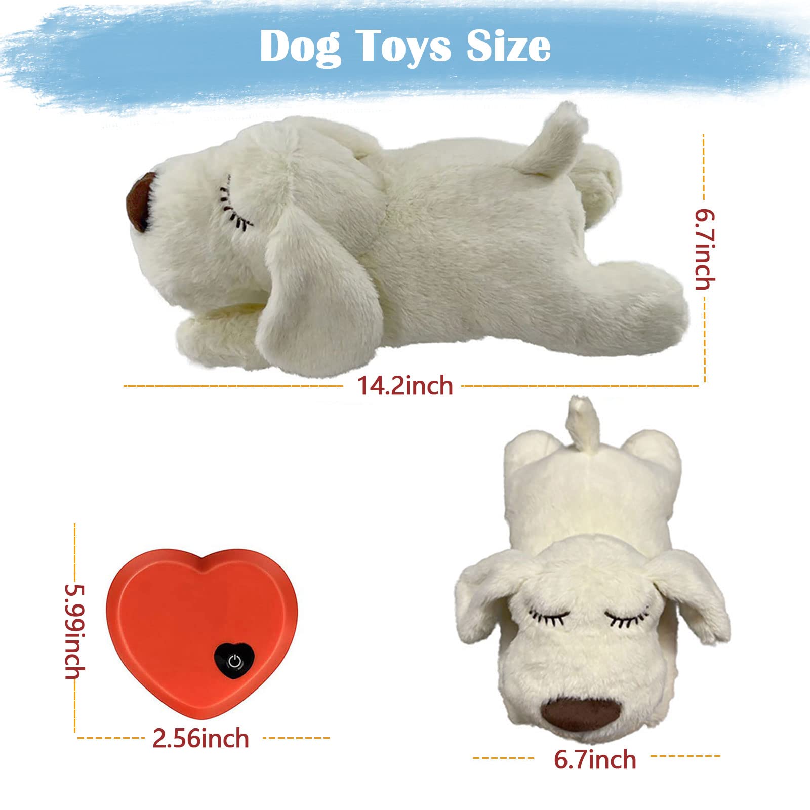 ZALBYUY Heartbeat Puppy Toy white plush texture, gentle for pets
