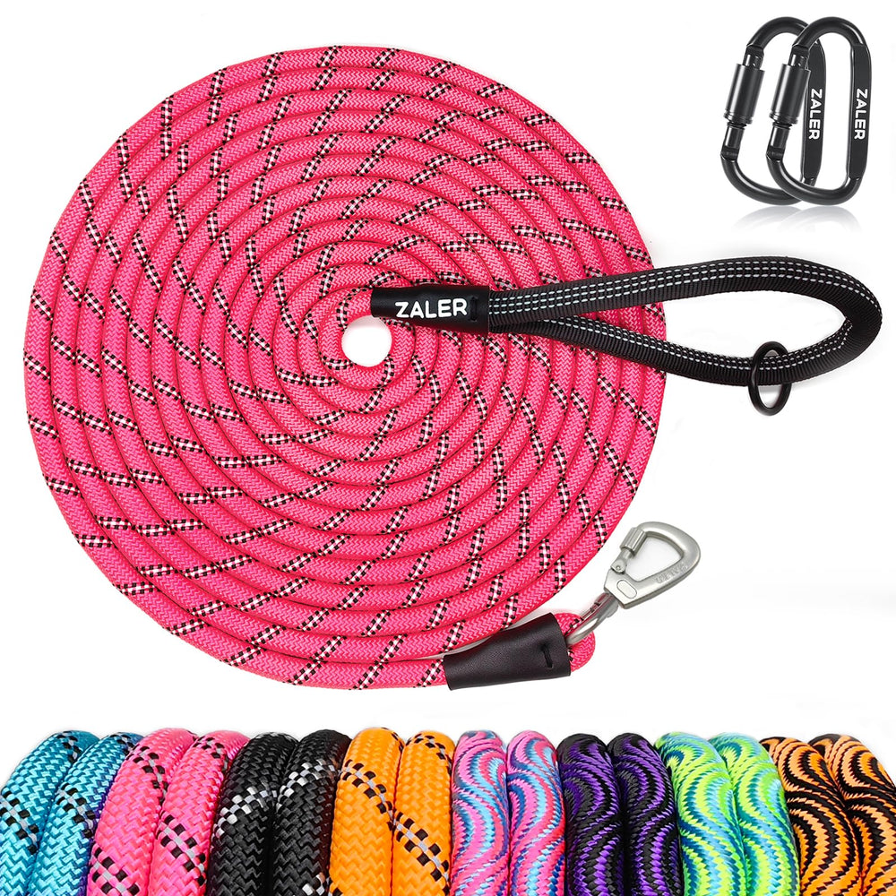ZALER Long Dog Leash 50ft pink enables versatile recall training in open spaces