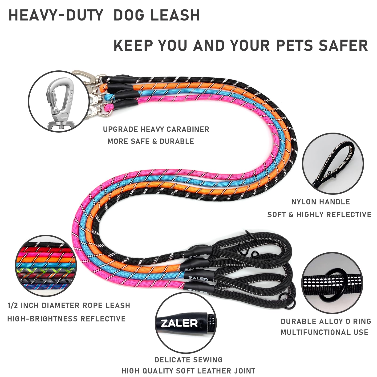 ZALER Rope Dog Leash 15ft orange balances freedom and control.