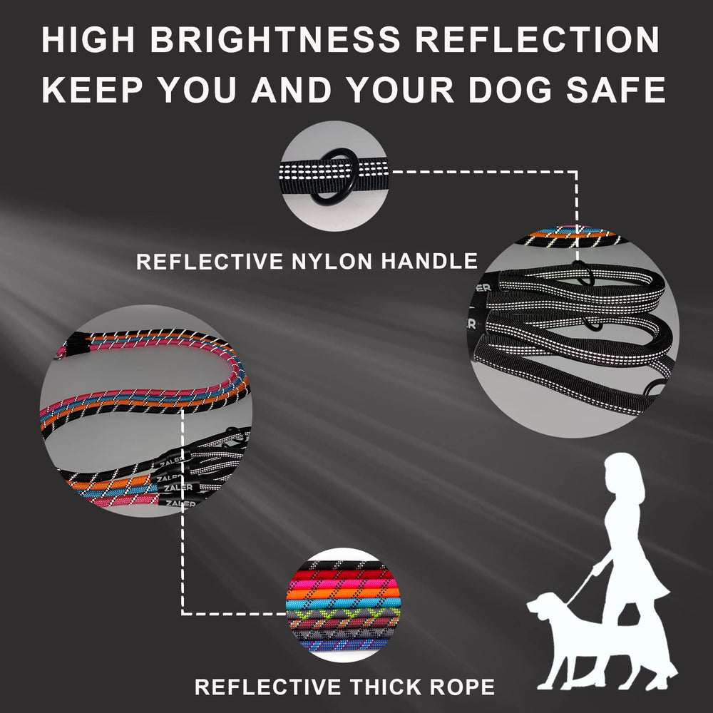 ZALER Rope Dog Leash features reflective threading for night visibility during walks.