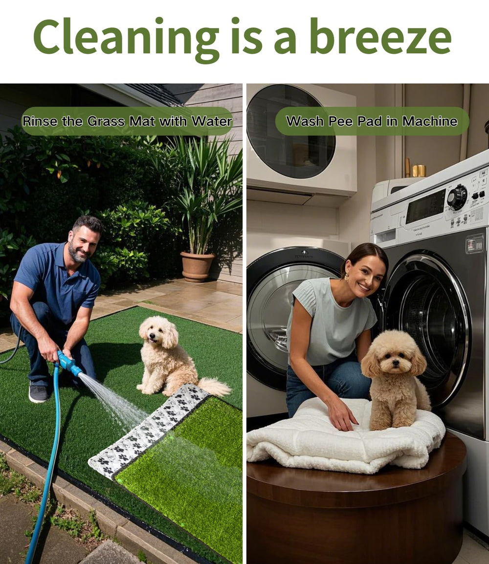 Zalhyrox grass mat demonstrates quick cleaning after messes.