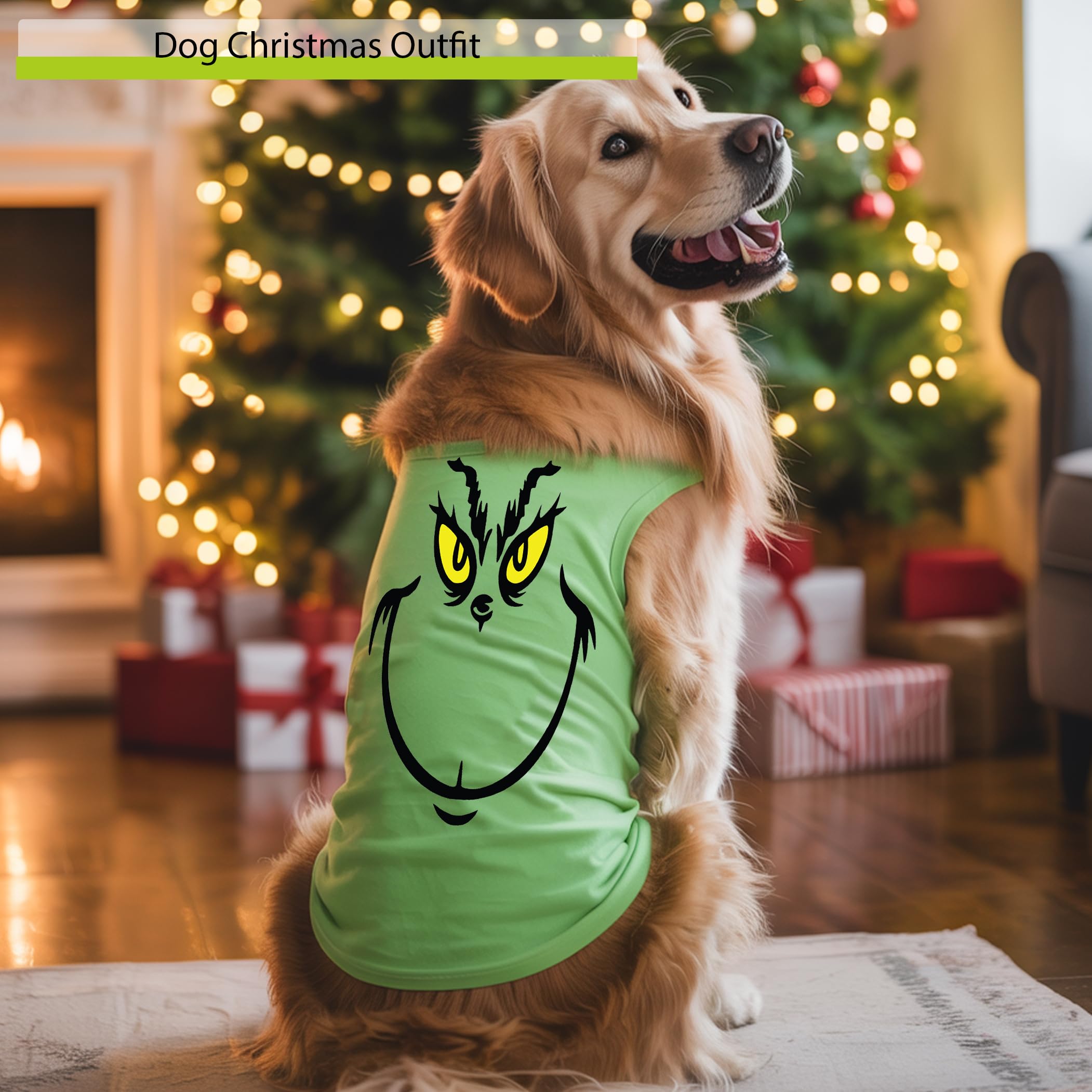 ZamouK dog Christmas outfit medium green close-up fabric shows soft polyester.
