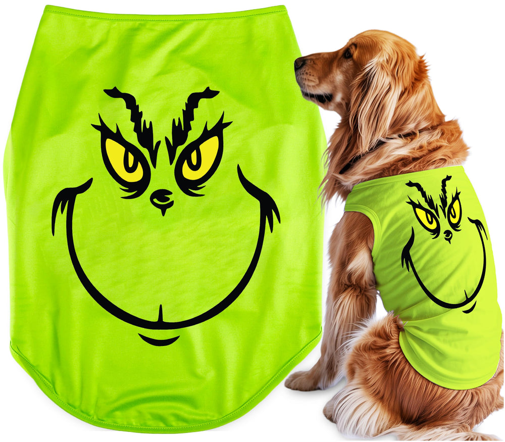 ZamouK dog Christmas outfit medium green front view for a festive photo shoot.