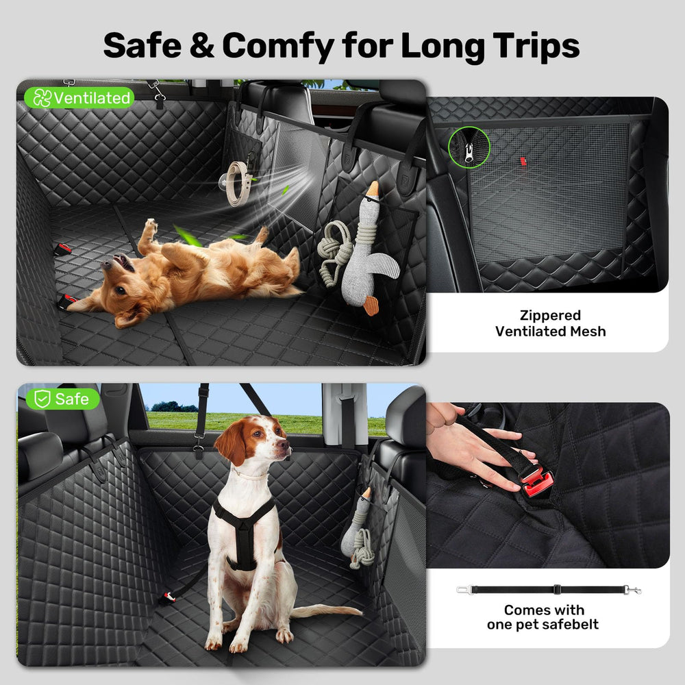 Zanch heavy-duty dog car seat cover breathable mesh window improves airflow