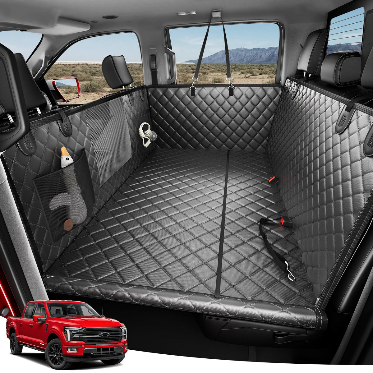 Zanch heavy-duty dog truck seat cover backseat flat protects large dogs from dirt and spills.