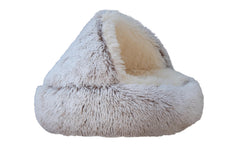 ZaneSun calming round bed with hooded cover provides secure, cozy retreat for pets.