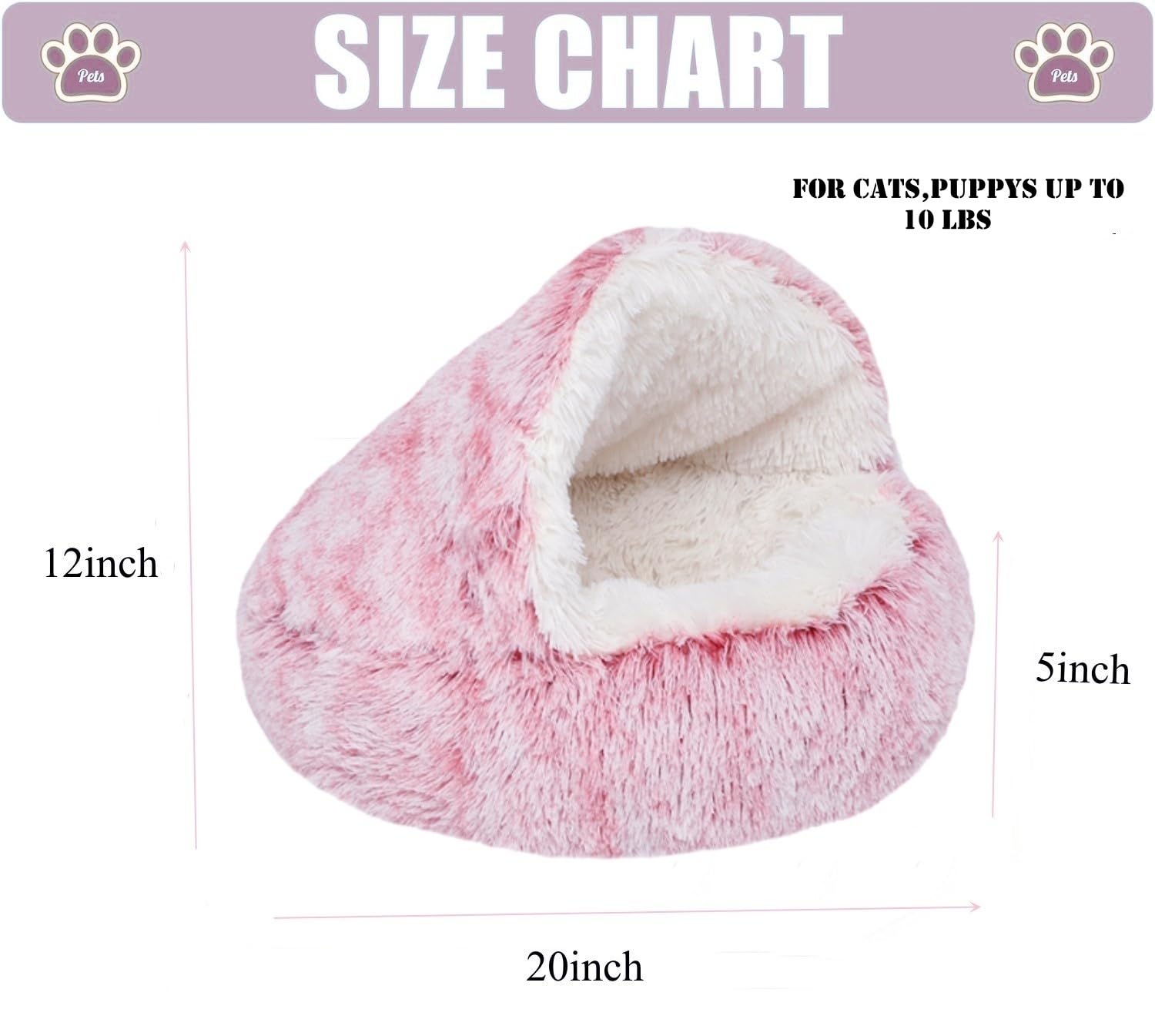 ZaneSun cat bed hooded cover close-up shows plush faux fur