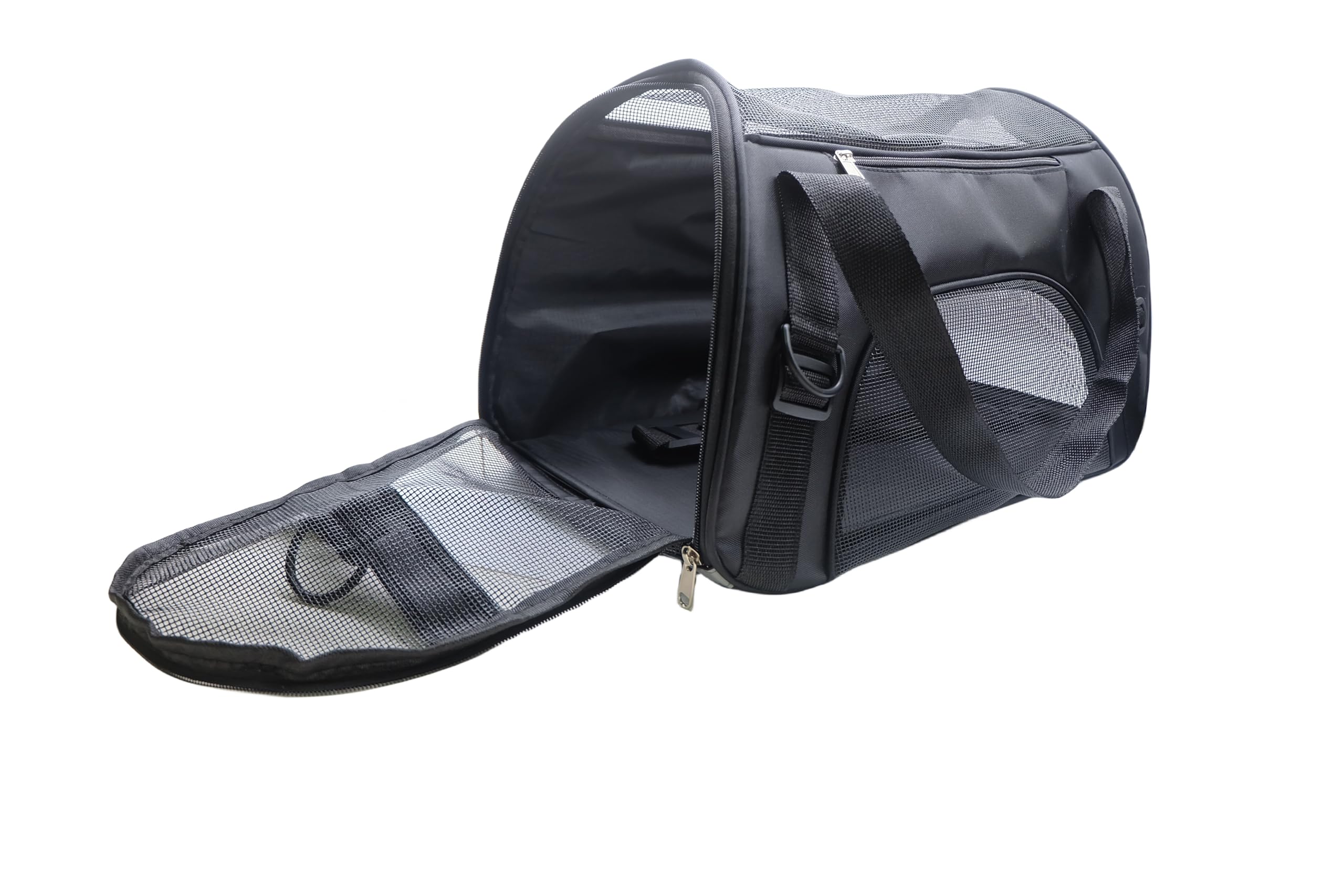 ZaneSun cat carrier with side pocket keeps toys and essentials organized on the go