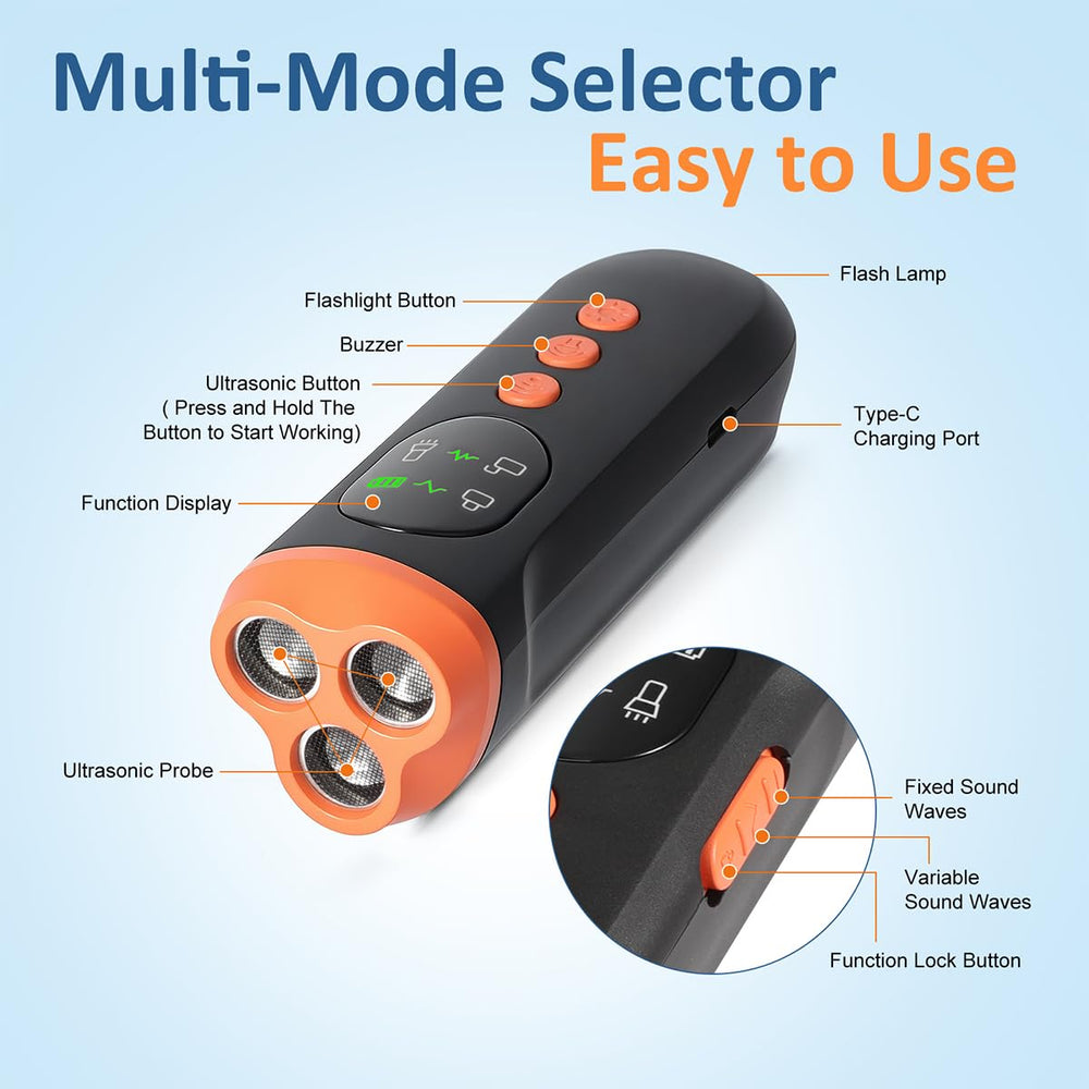 Zanthoxa dog bark deterrent LCD display highlights mode and battery status at a glance.