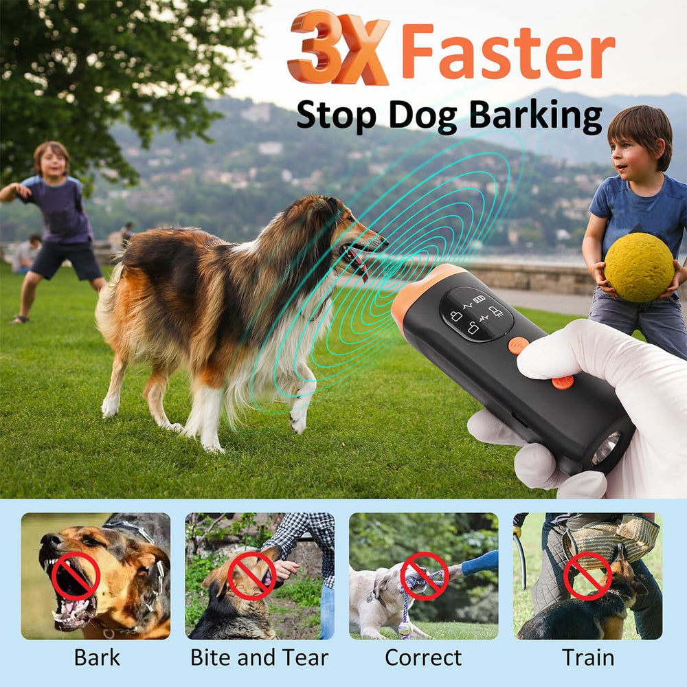 Zanthoxa dog bark deterrent pocket-size on hand demonstrates portable, discreet training aid.
