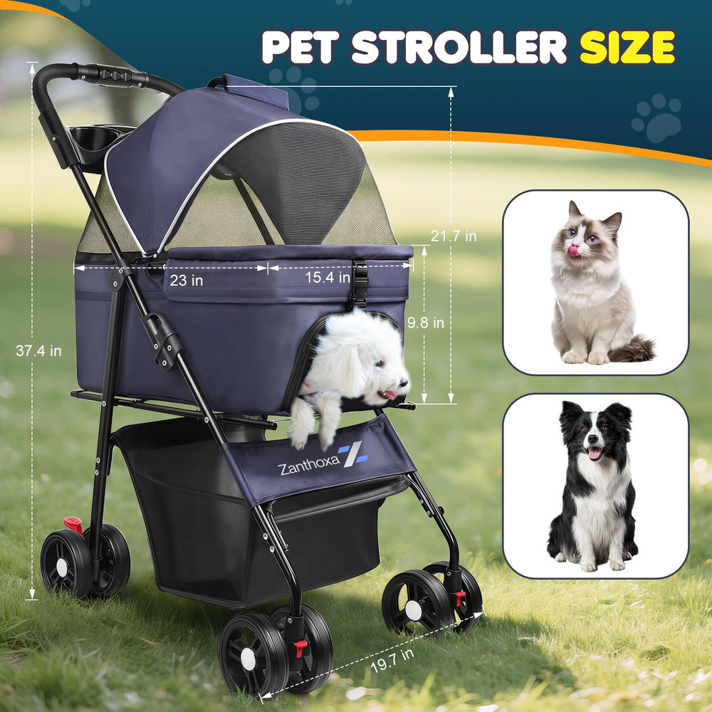 Zanthoxa dog stroller open cabin in car-seat mode for quick errands