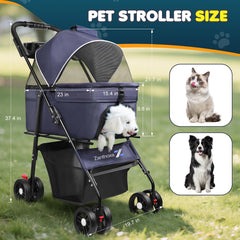 Zanthoxa dog stroller open cabin in car-seat mode for quick errands