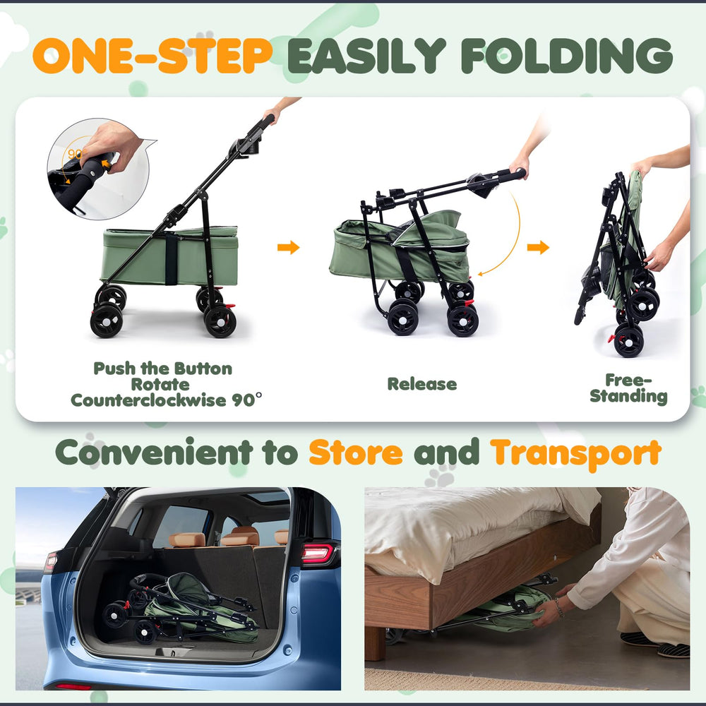 Zanthoxa pet stroller 360-degree front wheels for easy maneuvering