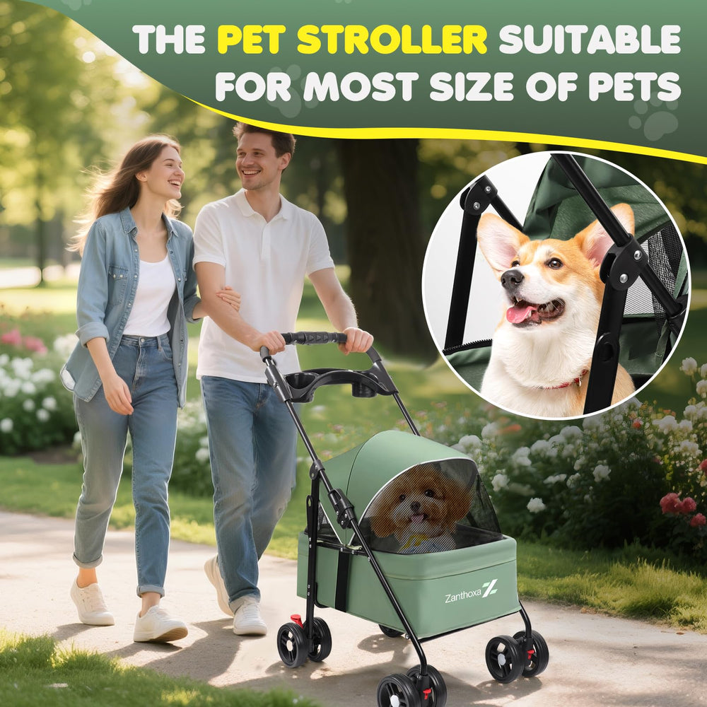Zanthoxa pet stroller interior spacious cabin for small pets