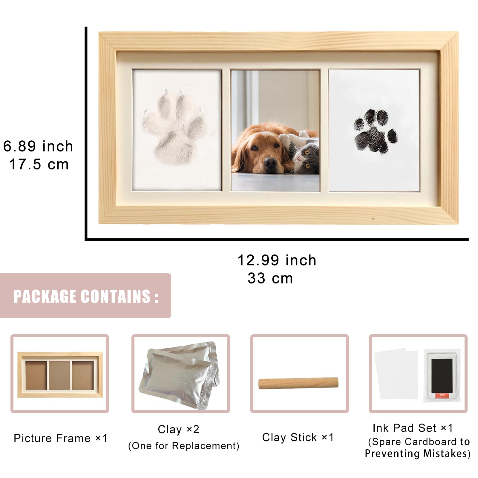 ZAPVLVT paw print frame capacity three photos for complete display