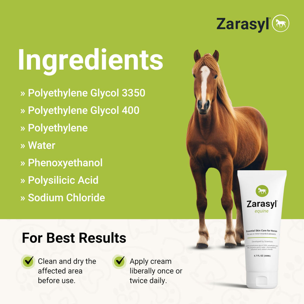 Zarasyl Essential Skin Care Ointment care routine—protects outdoors during turnout and grooming.