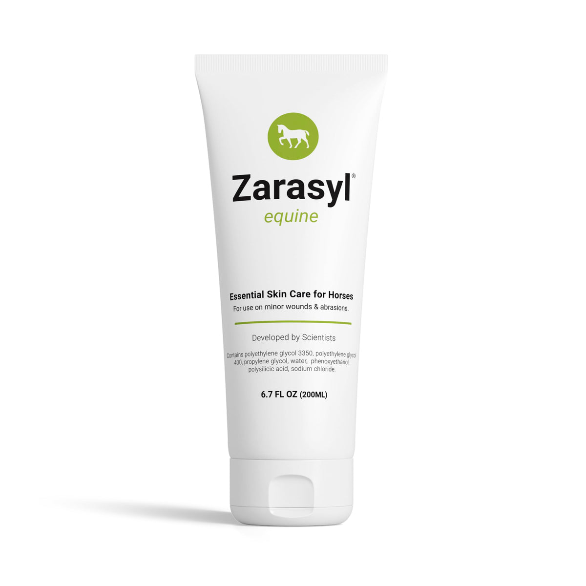 Zarasyl Essential Skin Care Ointment pack shot—steroid-free protection for equine skin care.
