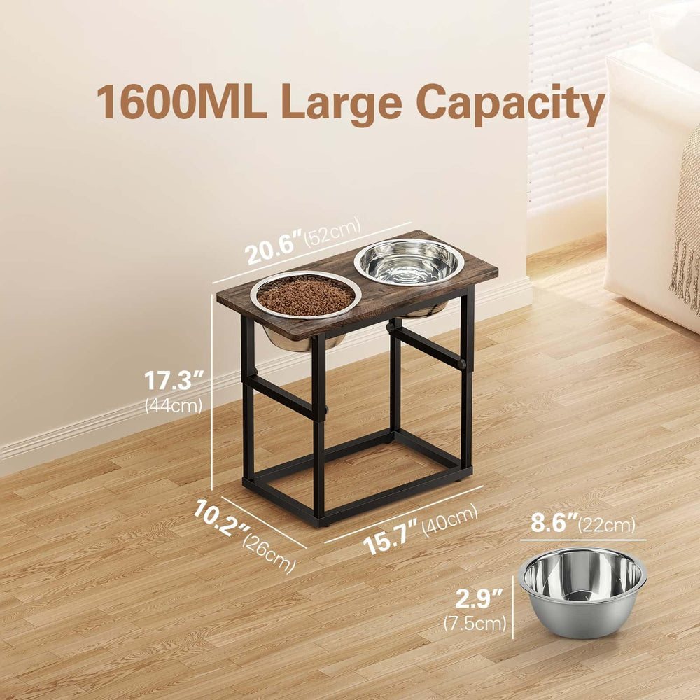 Zarler elevated dog bowls giant capacity 1600ml per bowl for bigger meals.