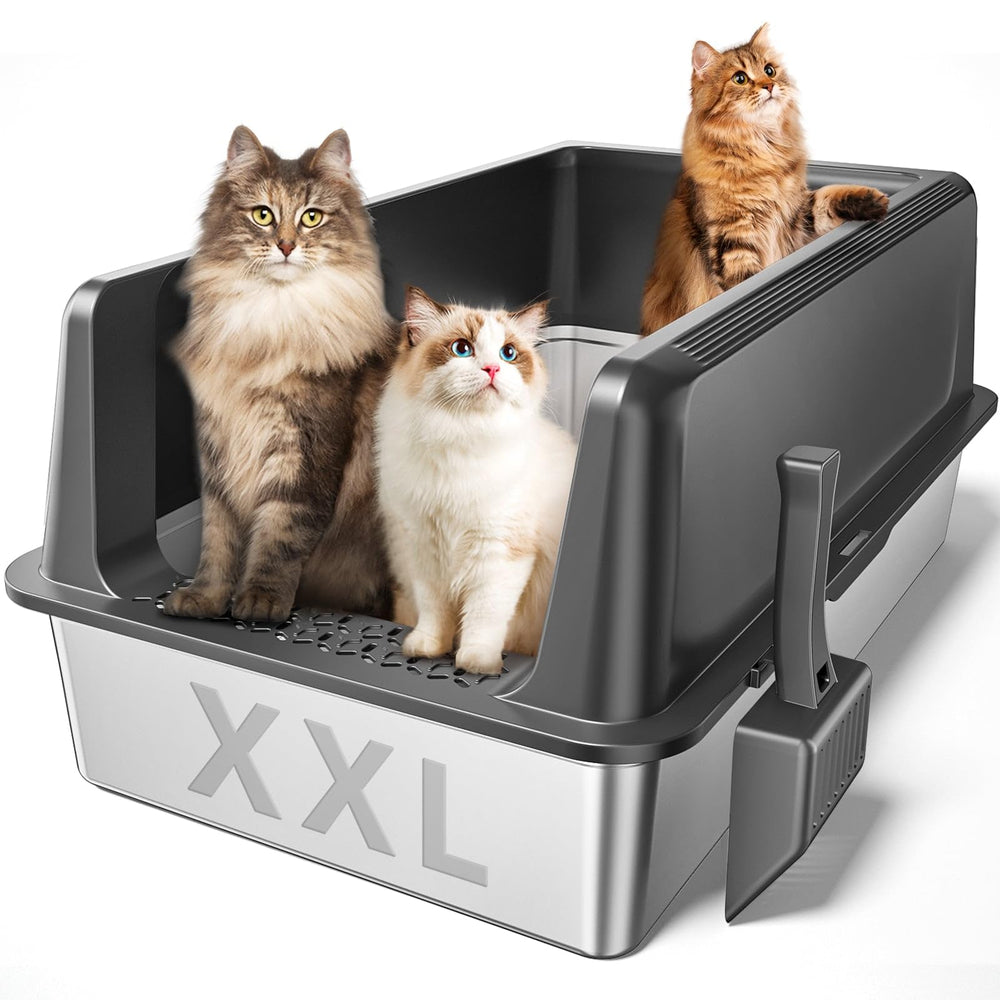 Zarler XXXL stainless steel litter box inside view showing ample space for cats